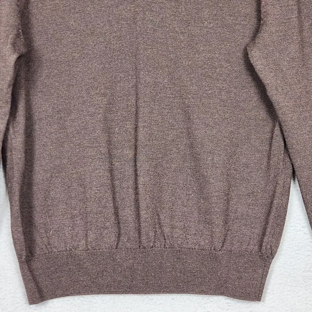 Express Design Studio Sweater Mens Large Brown Italian Merino Wool V Neck Knit